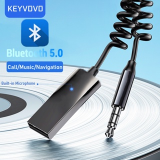 Keyvovo ชุดอะแดปเตอร์รับส่งสัญญาณเสียงสเตอริโอ USB เป็นแจ็ค 3.5 มม. แฮนด์ฟรี สําหรับรถยนต์