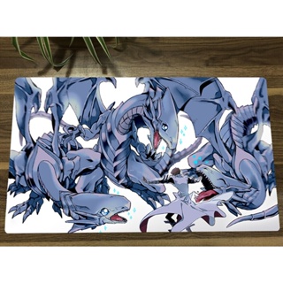 อะนิเมะ Yu-Gi-Oh! Playmat Blue-Eyes White Dragon CCG TCG แผ่นรองเมาส์ สําหรับเล่นเกมเทรดดิ้งการ์ด