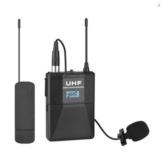 (laptth)Andoer Uhf ไมโครโฟนไร้สาย แบบคลิปหนีบ พร้อมตัวส่งสัญญาณ 1 ปลั๊ก USB 1 และตัวรับสัญญาณพอร์ต 3.5 มม. ยาว 30 เมตร เข้ากันได้กับปัญญา