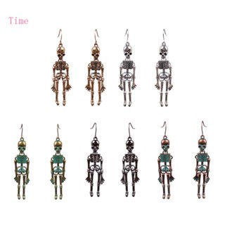 Time Gothic Skeleton Drop ต่างหูห้อย จี้รูปกะโหลก เครื่องประดับฮาโลวีน