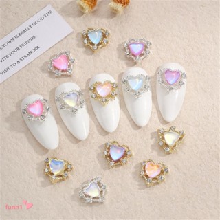 ตามมาตกแต่งเล็บ Net Red Nail Art สามมิติ Aurora Love Gold And Silver Peach Heart Big Cute Sweet Nail Diy Decorations