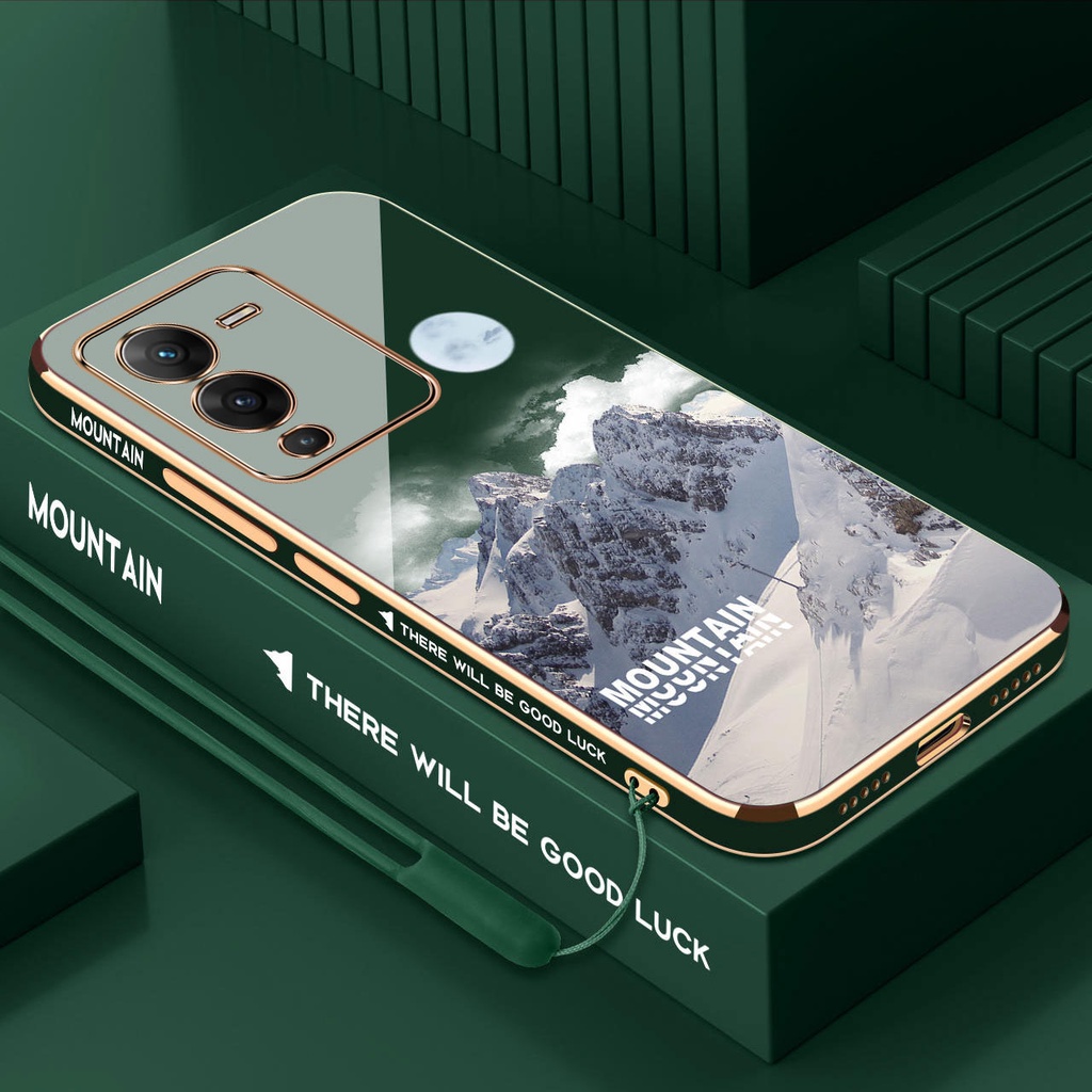เคส VIVO V27E VIVO V27 VIVO V27 pro VIVO V29E 5G VIVO V29 5G VIVO V29 pro เคสโทรศัพท์มือถือ ซิลิโคน ลายภูเขาหิมะ พร้อมสายคล้อง สําหรับ VIVO V27E VIVO V27 VIVO V27 pro VIVO V29E 5G VIVO V29 5G VIVO V29 pro