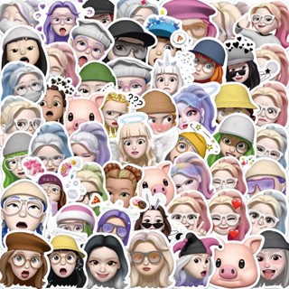 สติกเกอร์ PVC กันน้ํา ลาย Memoji Girl Profiles ตลก สําหรับติดตกแต่ง 55 ชิ้น