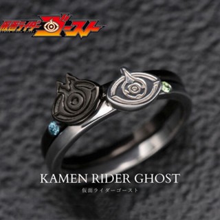 แหวนโลหะผสมสังกะสี รูปการ์ตูนอนิเมะ Kamen Rider Ghost Ring Man Masked Rider สีฟ้า สีเขียว เครื่องประดับ แฟชั่นคู่รัก สําหรับผู้ชาย และผู้หญิง