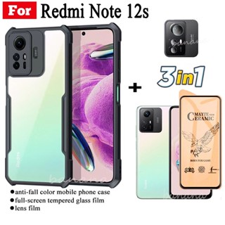 3in1 redmi Note 12s เคสโทรศัพท์ กันกระแทก สําหรับ redmi note12s เคสใส อะคริลิค TPU นิ่ม ป้องกันการตก เคสด้านหลัง