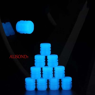 ALISOND1 ฝาครอบวาล์วเรืองแสง ป้องกันการโจรกรรม 4 ชิ้น / เซต สําหรับตกแต่งล้อรถยนต์ รถจักรยานยนต์