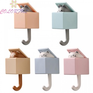 【COLORFUL】Non-Marking Hooks 10.5*5cm/4.13*1.97inch Bathroom Accessories Creative Cat Hooks