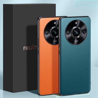 สําหรับ Realme 11 Pro Plus เคส ELVEV หรูหรา หนัง PU + ซิลิโคน บางพิเศษ โลหะ ป้องกันเลนส์ สําหรับ Realme 11