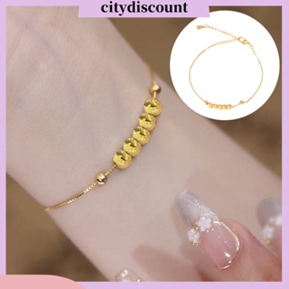 &lt;citydiscount&gt; สร้อยข้อมือ กําไลข้อมือ ประดับลูกปัดอัลลอย สีทอง หรูหรา ปรับได้ นําโชค เครื่องประดับแฟชั่น สําหรับผู้หญิง