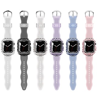 สายนาฬิกาข้อมือ TPU แบบใส แต่งกลิตเตอร์ สําหรับ Apple Watch SE Iwatch