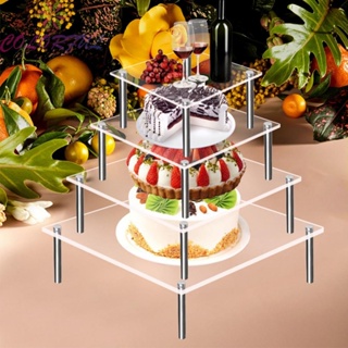 【COLORFUL】Cake Stand 1 Pc 15cm/20cm/25.4cm/30cm Acrylic Clear For Wedding Parties