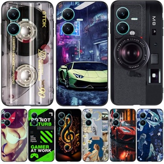 เคสโทรศัพท์ซิลิโคน tpu แบบนิ่ม ลายแมว สีดํา สําหรับ vivo Y22 Y22S 4G