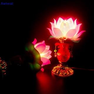 ใหม่ โคมไฟ LED รูปดอกบัว สําหรับสวดมนต์พระพุทธรูป