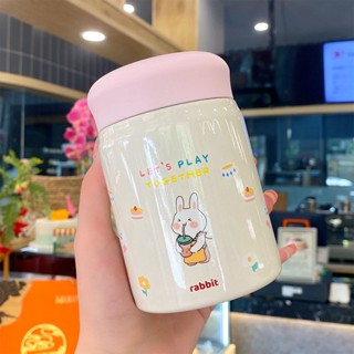 Just Kitchen 320ml สแตนเลสหุ้มฉนวนสูญญากาศอาหาร Jar ภาชนะถ้วยพร้อมฝาปิดสำหรับขวดพกพากลางแจ้งการ์ตูน