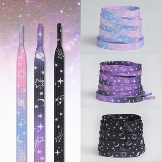 เชือกผูกรองเท้า แบน หัวใจ ดาว ดวงจันทร์ ท้องฟ้า ควัน สีม่วง …