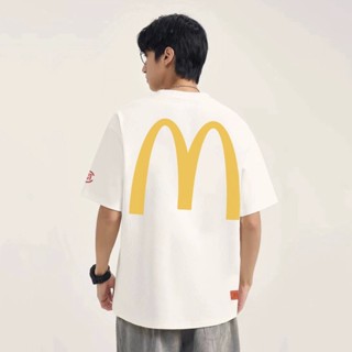 Clot x McSpicy เสื้อยืดคอกลม ผ้าฝ้าย พิมพ์ลาย "Double Cheeseburger" ทรงหลวม