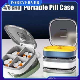 4/6 กริดแบบพกพา Travel Pill Case กล่องเก็บยาวิตามินคอนเทนเนอร์คอนเทนเนอร์แท็บเล็ต Dispenser Pillbox ยาแท็บเล็ตกล่อง fore