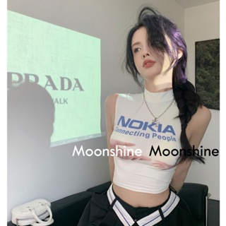 Moon เสื้อครอป เสื้อแฟชั่นผู้หญิง y2k สีพื้น สําหรับผู้หญิง ใส่ไปคลับ ปาร์ตี้ 2023 NEW 23071024