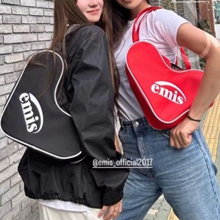emisกระเป๋าช้อปปิ้งแบบพกพาไหล่เดียวรูปหัวใจรักกระเป๋าผ้าใบ