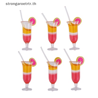 Strongaroetrtr แก้วน้ําผลไม้จิ๋ว 1:12 อุปกรณ์เสริม สําหรับตกแต่งบ้านตุ๊กตา 6 ชิ้น