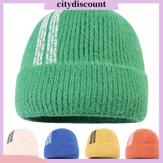 &lt;citydiscount&gt; หมวกบีนนี่ ผ้าถัก ยืดหยุ่น พิมพ์ลายตัวอักษร กันความหนาว พับได้ แฟชั่นฤดูหนาว สําหรับผู้ชาย และผู้หญิง