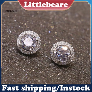 &lt;littlebeare&gt; ต่างหูสตั๊ด ประดับเพทาย สีเงิน สําหรับงานแต่งงาน