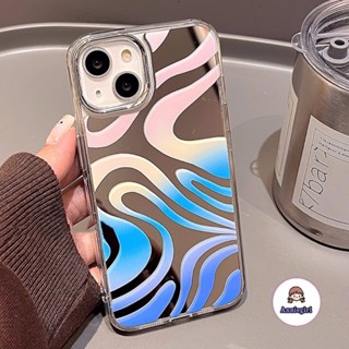 Fashion Gradient Wave Pattern Mirror Phone Case for Iphone 11 14 Pro Max 13Pro 12Promax Metal Lens Dust Resistant Phone Cover