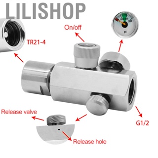 Lilishop CGA320 Soda Adapter Valve W/3000psi Gauge Female TR21-4 Silver Connector UT