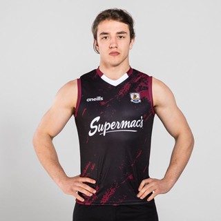 2023 เสื้อกีฬารักบี้ Galway GAA สีดํา ไซซ์ Rugby Vest Jersey Size S-3XL