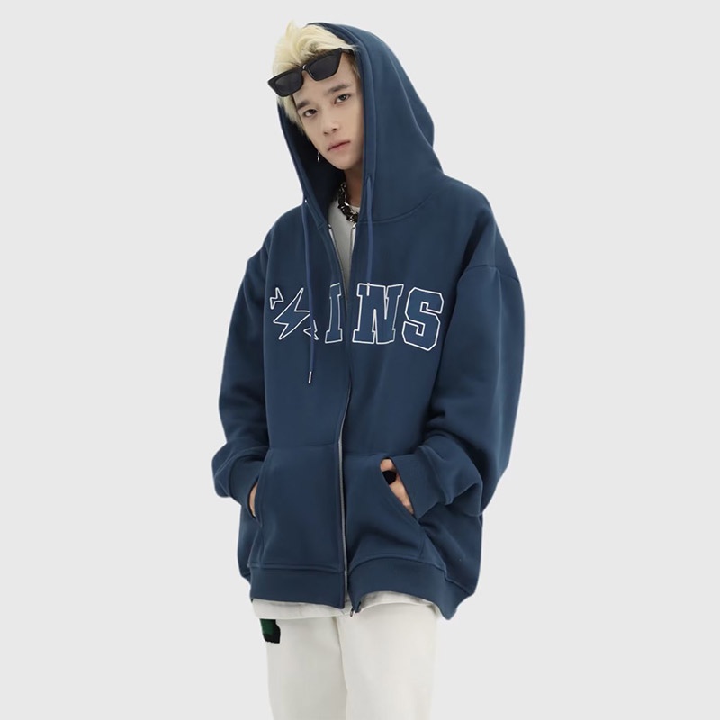 Suikone เสื้อแจ็คเก็ตมีฮู้ดผู้ชายสไตล์อเมริกันลำลองตัวอักษรเรียบง่ายพิมพ์เสื้อแจ็คเก็ตแขนยาวทั้งชายและหญิงสามารถสวมใส่ได้ — صورة 6