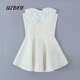 Uibey Splicing Jacquard ชุดเดรสเพาะปลูกด้วยตนเอง 9603