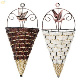 【VARSTR】Wall Hanging Plant Rattan Plant Pot Basket Flower Garden Mounted Holder Decor