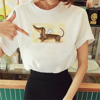 เสื้อยืด พิมพ์ลายการ์ตูน Dachshund y2k สําหรับผู้หญิง