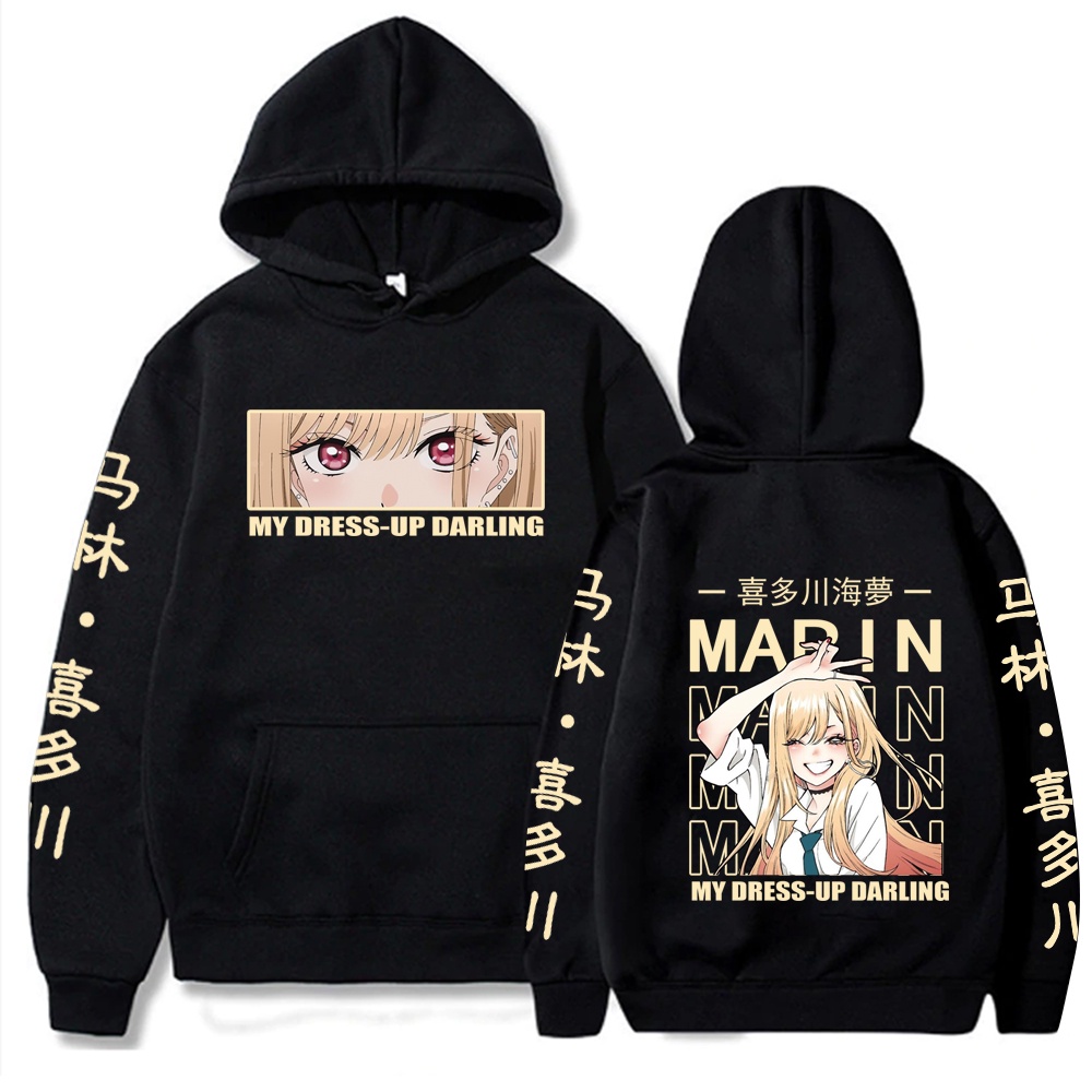 เสื้อกันหนาว มีฮู้ด พิมพ์ลายกราฟฟิคอนิเมะ My Dress-Up Darling Marin Kitagawa สไตล์ฮิปฮอป สตรีท