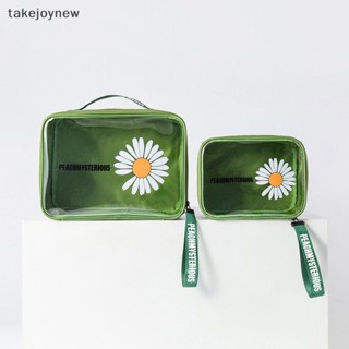 [takejoynew] กล่องเก็บเครื่องสําอาง กันน้ํา แบบพกพา ขนาดใหญ่ ลายดอกเดซี่น้อย สําหรับผู้หญิง KLB