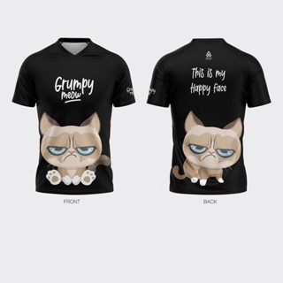 พร้อมส่ง ทุกวัน💥 เสื้อวิ่ง เสื้อกีฬา เสื้อพิมพ์ลายน้องแมวหน้าบึ้ง Grumpy Cat