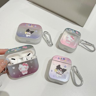 เคสหูฟังบลูทูธไร้สาย TPU ใส แบบนิ่ม ลายคิตตี้ และคุโรมิ ไล่โทนสี สําหรับ AirPods 1 2 3 Pro2 2022