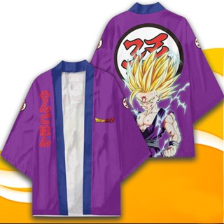 เสื้อคลุมกิโมโน พิมพ์ลายการ์ตูน Dragon Ball สีม่วง สไตล์ฮาราจูกุ สําหรับปาร์ตี้ฮาโลวีน