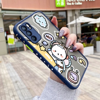 เคสโทรศัพท์มือถือแบบแข็ง ใส กันกระแทก ลายการ์ตูนอวกาศ มีลายด้านข้าง สําหรับ OPPO Reno 6 5G