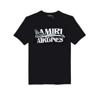 Amiri เสื้อยืดแขนสั้น พิมพ์ลายตัวอักษรเครื่องบิน แฟชั่นฤดูร้อน สําหรับผู้ชาย และผู้หญิง