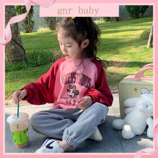 🍓GNR BABY🫐เสื้อกันหนาวแขนยาว แบบบาง ทรงหลวม ลายมิกกี้เมาส์ สไตล์เกาหลี สําหรับเด็กผู้หญิง อายุ 3-12 ปี