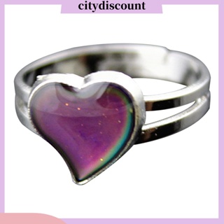 &lt;citydiscount&gt; แหวนเปลี่ยนสีตามอุณหภูมิ รูปหัวใจ ประดับพลอยเทียม เครื่องประดับ สําหรับผู้หญิง