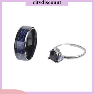 &lt;citydiscount&gt; แหวนโลหะผสม รูปหัวใจ สีฟ้า 2 ชิ้น ต่อชุด