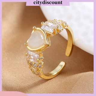 &lt;citydiscount&gt; แหวน รูปหัวใจ ประดับคริสตัลเทียม พลอยเทียม ปรับได้ เครื่องประดับแฟชั่น สําหรับผู้หญิง