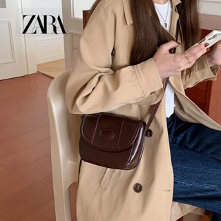 Zara กระเป๋าสะพายไหล่ลําลอง หนังแว็กซ์น้ํามัน เข้ากับทุกการแต่งกาย แฟชั่นเรโทร สําหรับสตรี