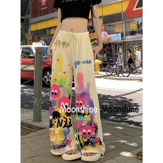 Moon  กางเกงขายาว คาร์โก้ กางเกง เชือกอเมริกันคลาสิค Cargo pants 2023 NEW 071832 Chic สบาย ins High quality A23L0QG 36Z230909