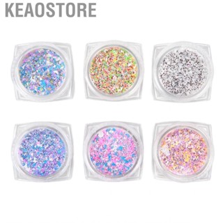 Keaostore Glitter Dust Sand  Shining Sugar Effect DIY Portable Delicate 6 Box Decoration Unique for Salon Nail Artist