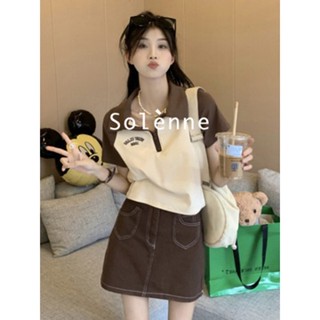 Solenne  เสื้อครอป เสื้อยืดผู้หญิง ครอป baby tee สาวเรโทร 2023 NEW Style Korean Style High quality Beautiful Comfortable A29J1JP 36Z230909