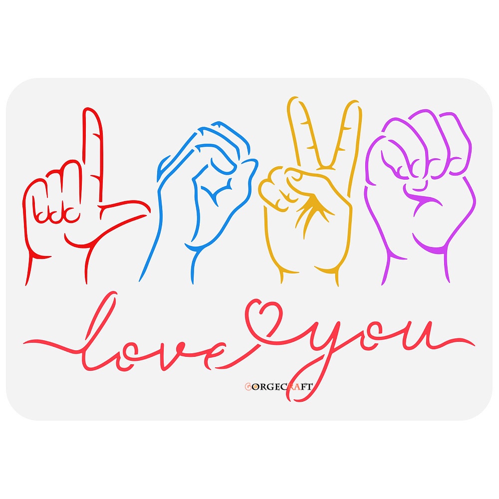 แผ่นแม่แบบพลาสติก ทรงสี่เหลี่ยมผืนผ้า ลายฉลุ I Love You ขนาด 29.7x21 ซม. สําหรับตกแต่งสมุดภาพ พื้น เฟอร์นิเจอร์ 1 ชิ้น