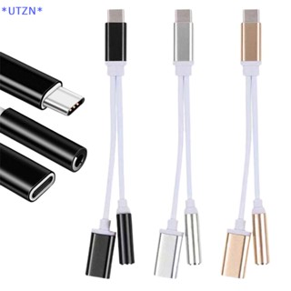 Utzn&gt; อะแดปเตอร์สายชาร์จเสียง Aux 2in1 USB Type C เป็น 3.5 มม. สําหรับ Xiaomi Huawei